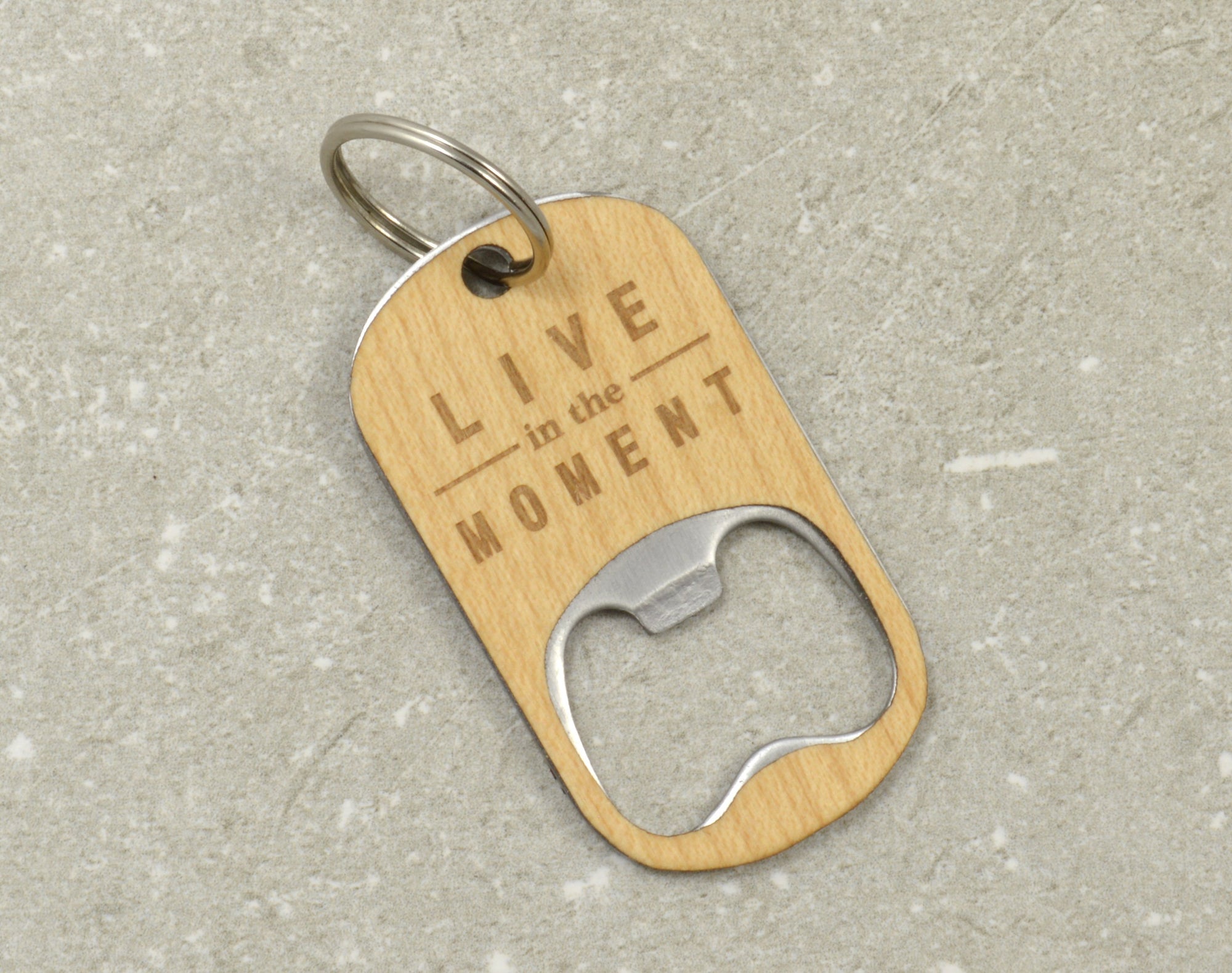 Live in the Moment - Wood Keychain Bottle Opener