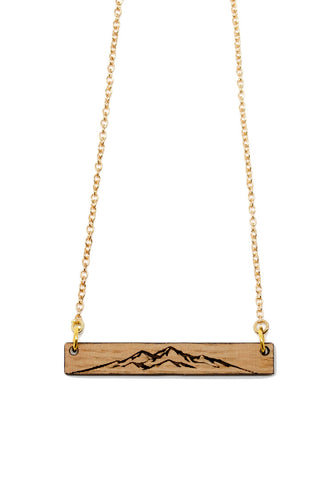 Mountain Necklace - Whiskey Barrel Wood