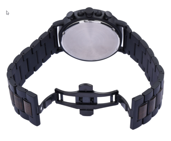 Onyx / Ebony Wood & Stainless Steel Watch / Chronograph