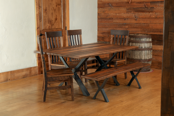 Pittsburgh - Reclaimed Barnwood Bench with Black Steel Legs