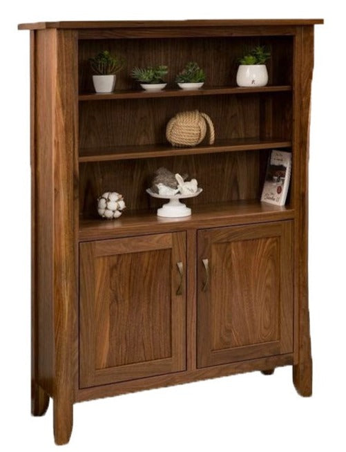 Praxton - Amish Solid Wood Bookcase with Doors