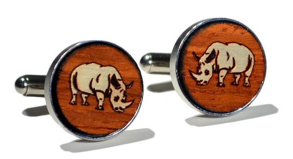 Golden Rhino Wood Cufflinks