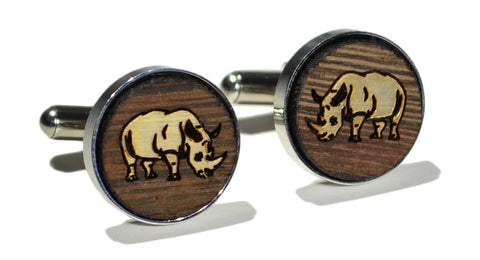 Golden Rhino Wood Cufflinks