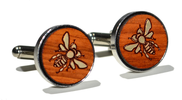 Golden Royal Bee Wood Cufflinks