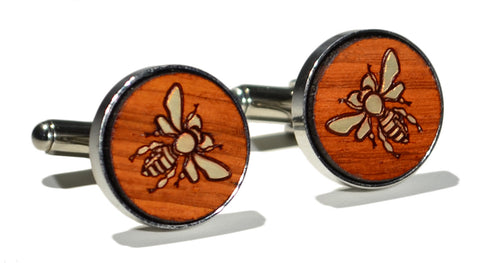 Golden Royal Bee Wood Cufflinks