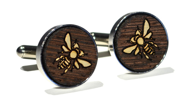 Golden Royal Bee Wood Cufflinks