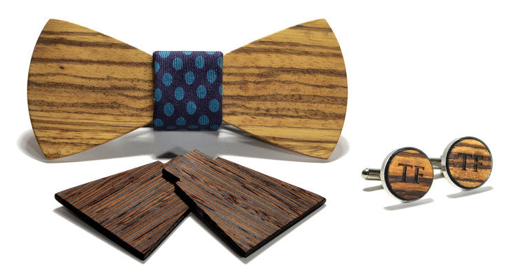 Cambridge Wooden Bow Tie & Cufflink Set from The Wood Reserve
