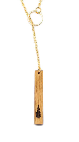 Pine Tree Necklace - Whiskey Barrel Wood