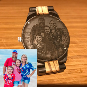 Custom Photo Engraved Wood Watch
