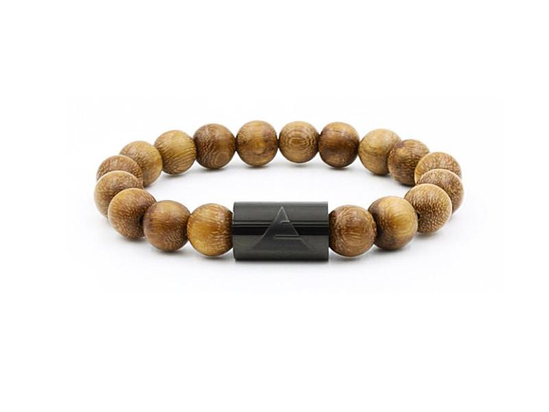 Natural Walnut Wood Bead Bracelet from The Wood Reserve Black / S/M