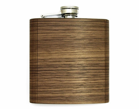 Solid Walnut Wood Flask with Custom Engraving Option - 6 oz.
