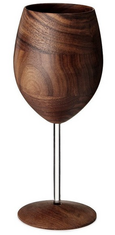 Walnut Wood Wine Glass with Glass Stem