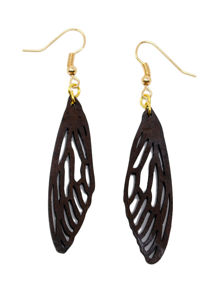 Wing Earrings - Wenge Wood
