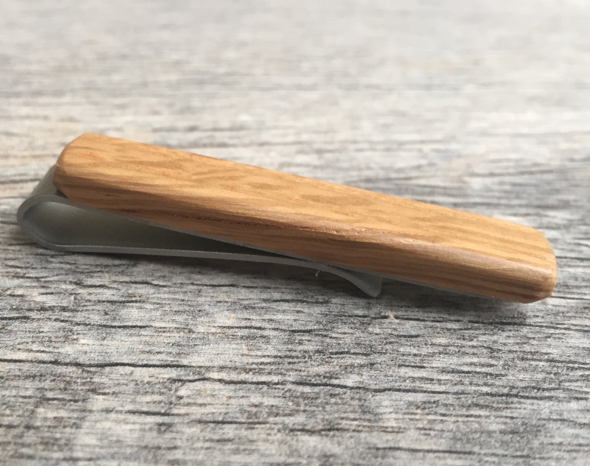 wooden tie clip and cufflinks