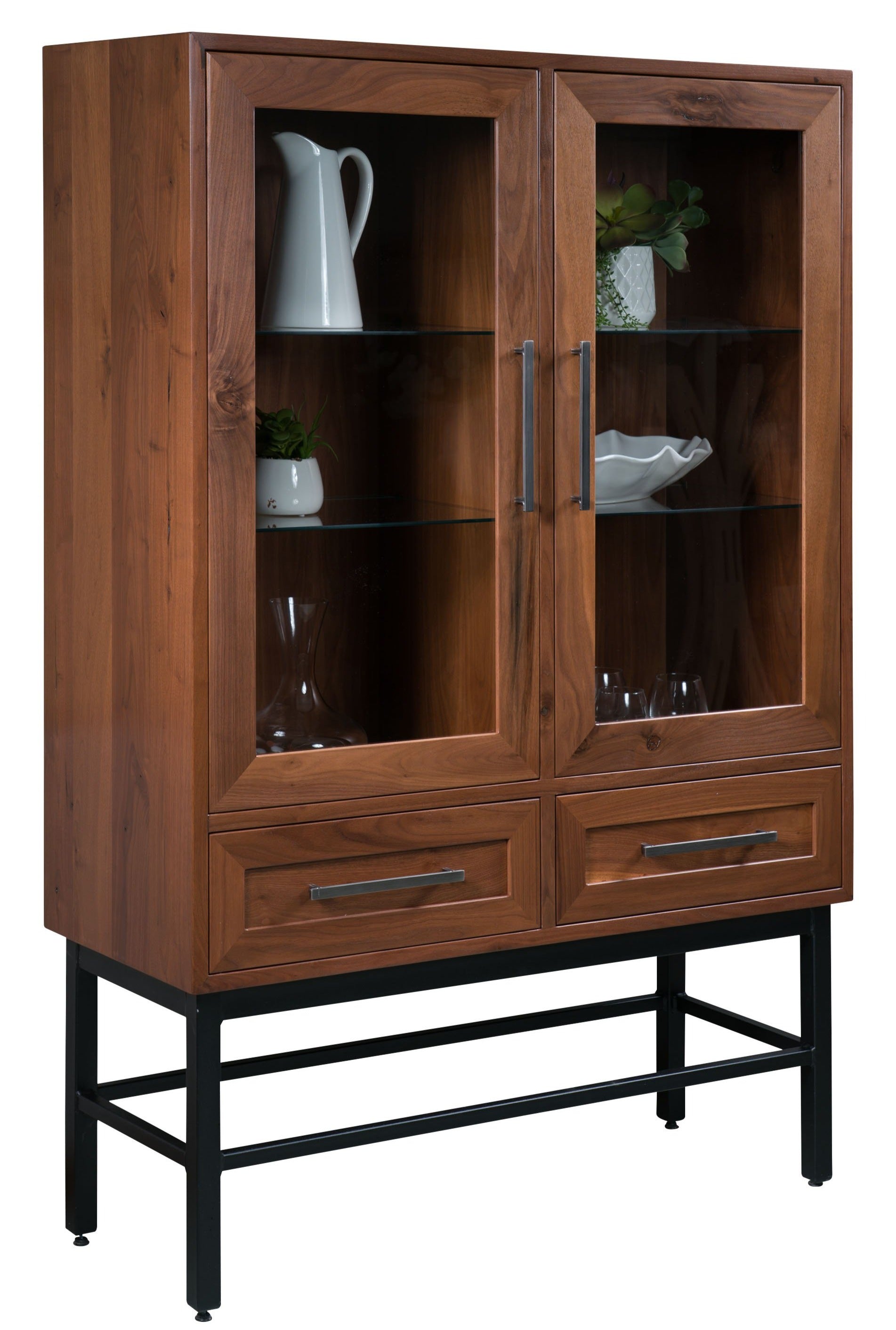 Willow - Amish Display Cabinet with Metal Base