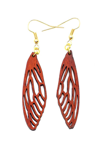 Wing Earrings - Padauk Wood
