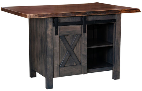 Westland - Amish Barn Door Kitchen Island with Live Edge Walnut Top