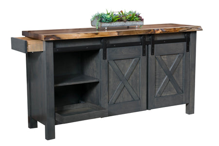 Westland - Amish Barn Door Sideboard w/ Live Edge Top & Hidden Drawer
