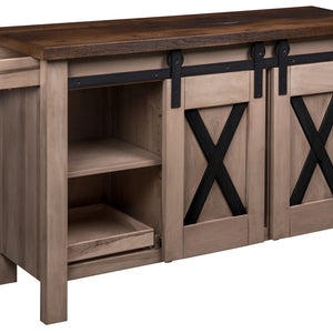 Westland - Amish Barn Door Sideboard w/ Reclaimed Barn Wood Top & Hidden Drawer
