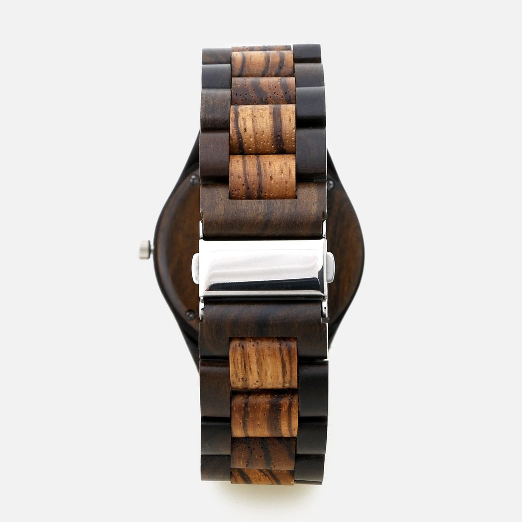 Zebra Wood Two-Tone Watch with Custom Engraving
