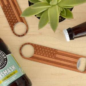 American Flag Solid Wood Bottle Opener