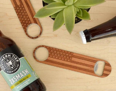 American Flag Solid Wood Bottle Opener