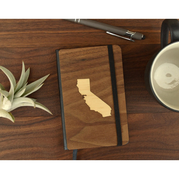 Walnut Wood Pocket Notebook with Maple State Inlay