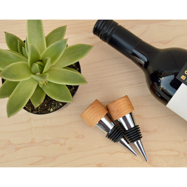 Cherry Wood Wine Stopper with Custom Engraving Option
