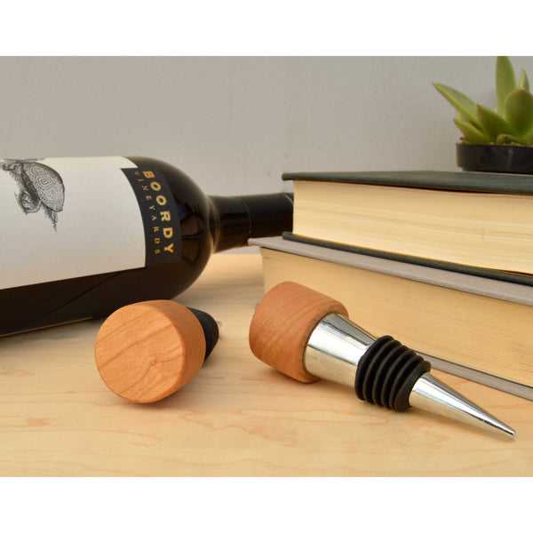 Cherry Wood Wine Stopper with Custom Engraving Option