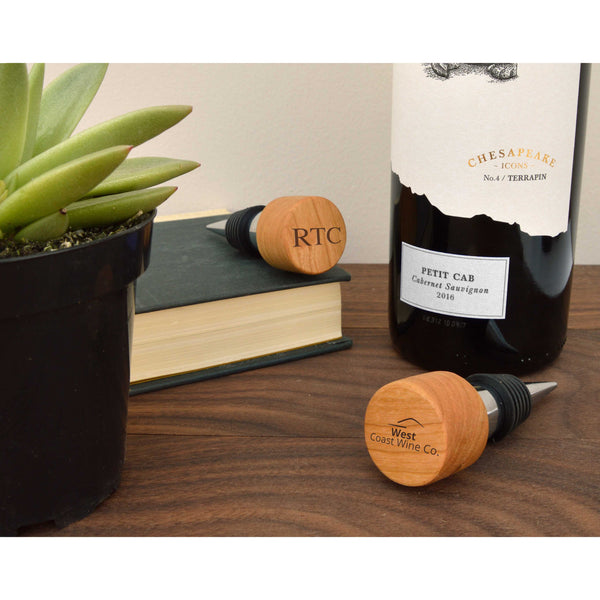 Cherry Wood Wine Stopper with Custom Engraving Option