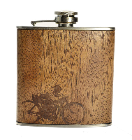 Vintage Motorcycle -  Mahogany Wood Flask
