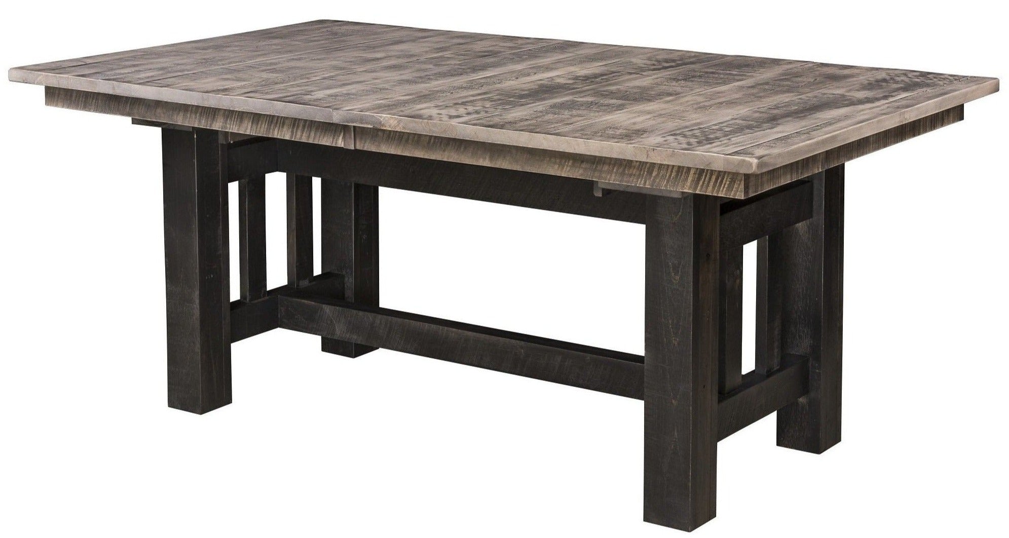 Rough Cut Maple Wood Trestle Dining Table