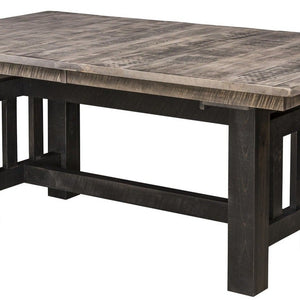 Rough Cut Maple Wood Trestle Dining Table