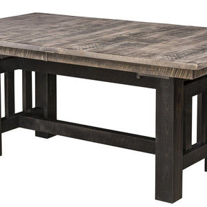 Rough Cut Maple Wood Trestle Dining Table