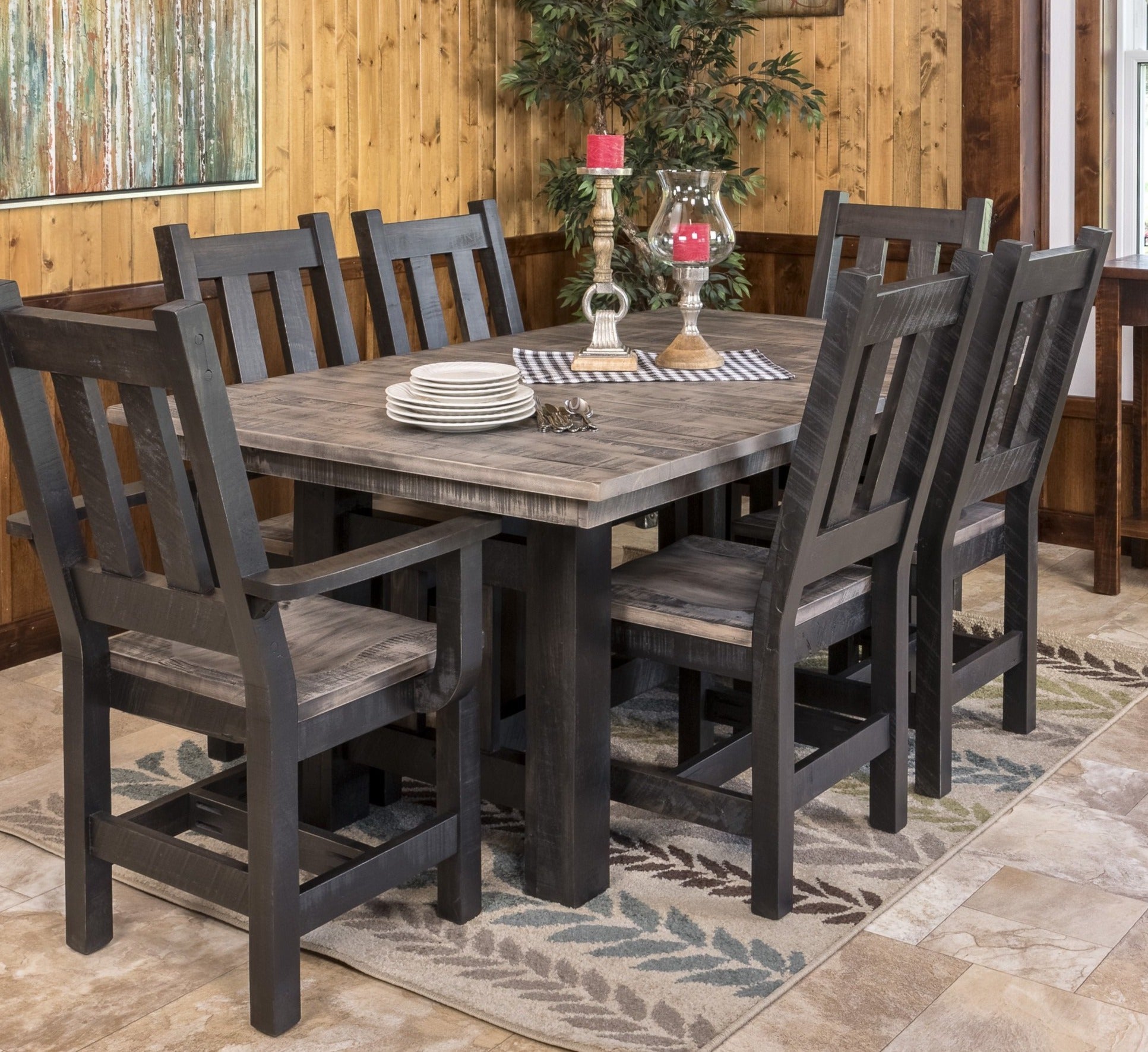 Amish Trestle Table & Chairs Dining Set