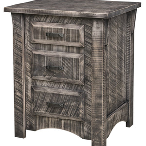 Rough-Cut Maple 3 Drawer Night Stand