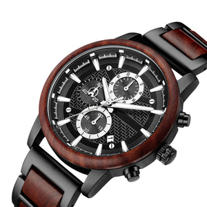 Caliber - Rosewood & Black Stainless Steel Watch