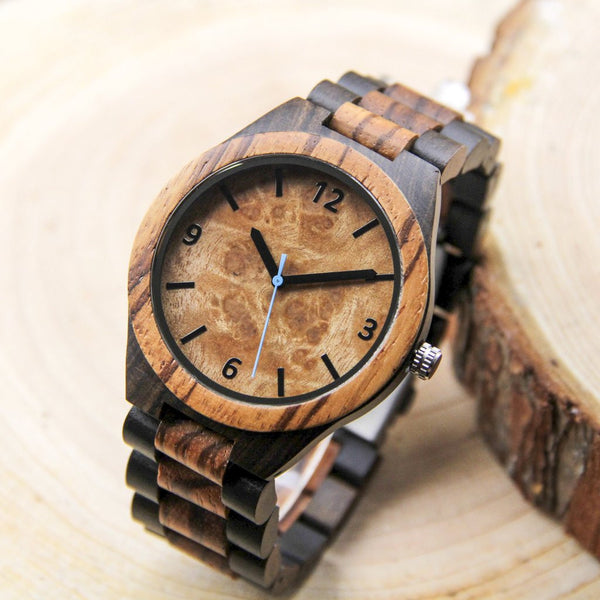 CAPO Blue Burl Wood Watch with Custom Engraving Option