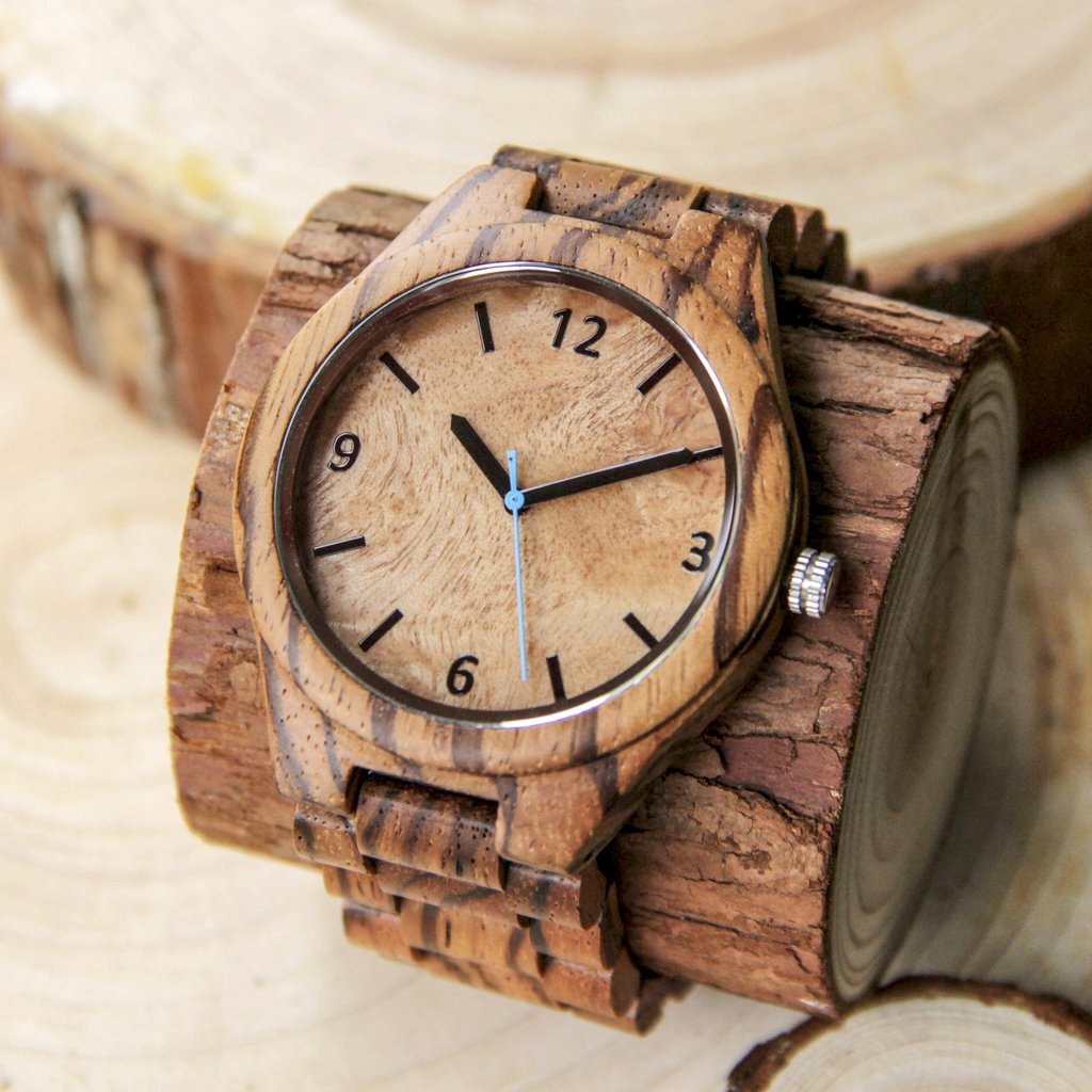 Zebrawood & Burl Wood Watch
