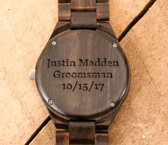 The Pacific - Black Sandalwood Watch with Custom Engraving Option
