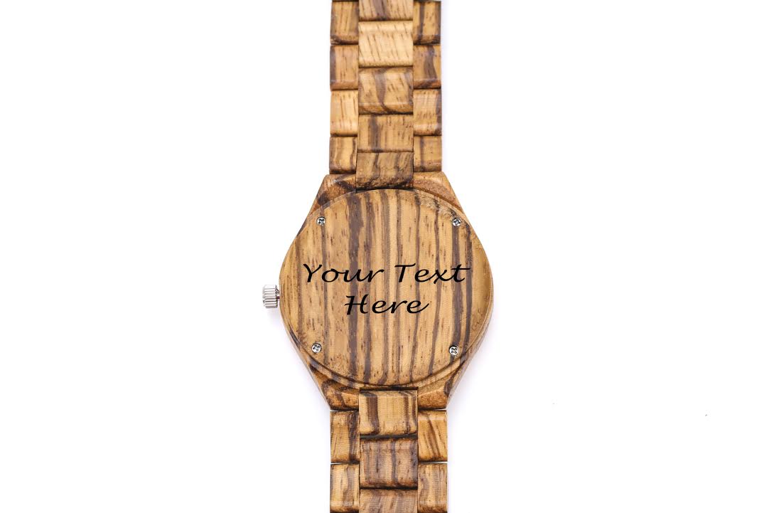 CAPO Zebra Burl Wood Watch with Custom Engraving Option