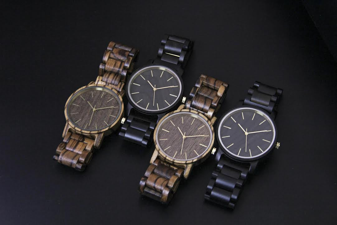 The Deligno - Zebra Wood / Black Sandalwood Watch with Wood Dial