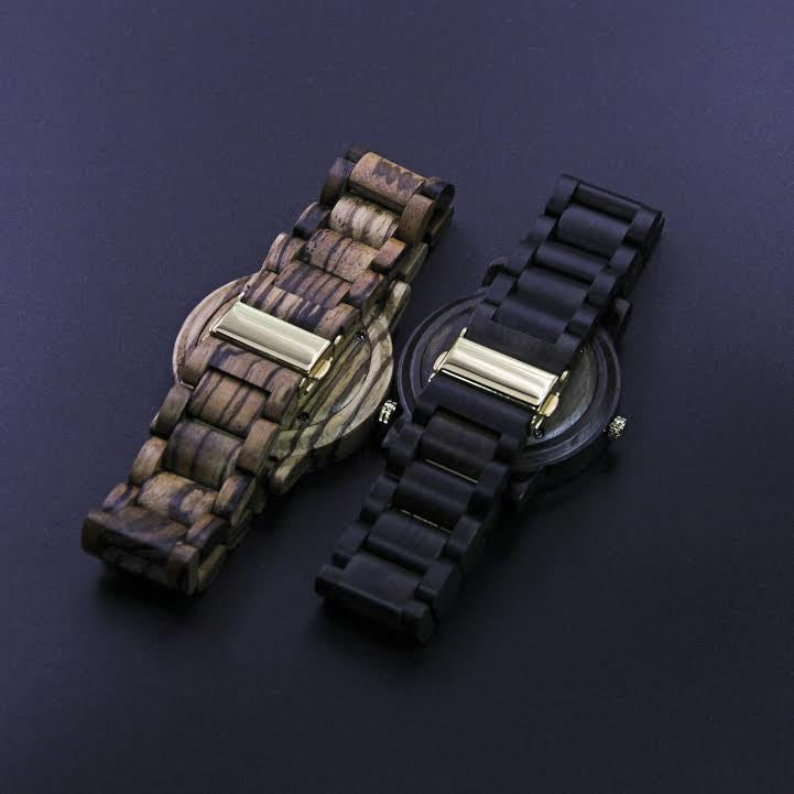 The Deligno - Zebra Wood / Black Sandalwood Watch with Wood Dial