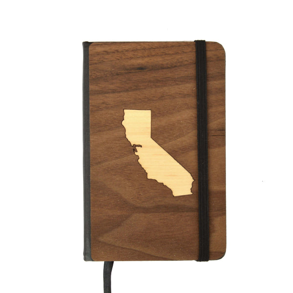 Walnut Wood Pocket Notebook with Maple State Inlay