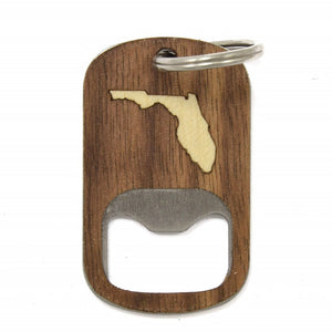 Walnut & Maple State Inlay Key Chain Bottle Opener