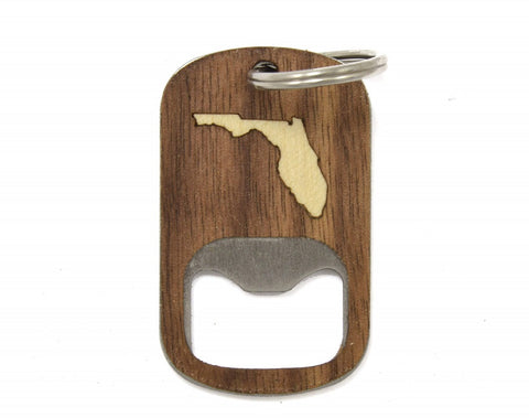 Walnut & Maple State Inlay Key Chain Bottle Opener