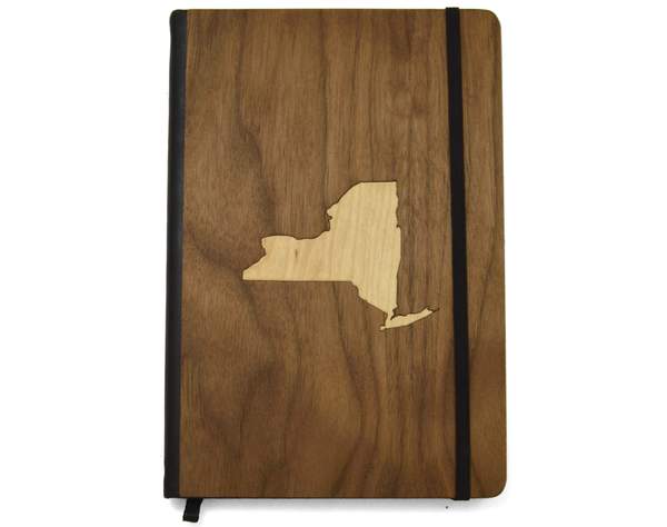 Walnut Wood Notebook with Maple Wood State Inlay