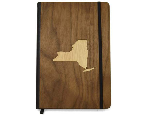 Walnut Wood Notebook with Maple Wood State Inlay